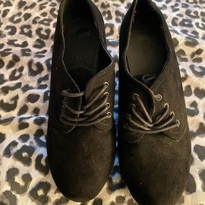 TORRID black suede wedges